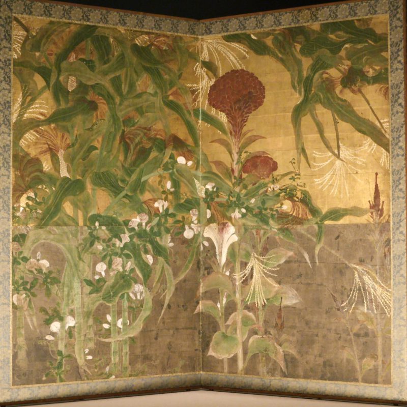 Thumbnail of Coxcombs, maize and morning glories